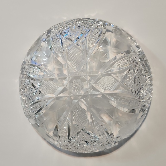 Vintage Crystal Etched Glass 6" Diameter Low Dish - Picture 4 of 8